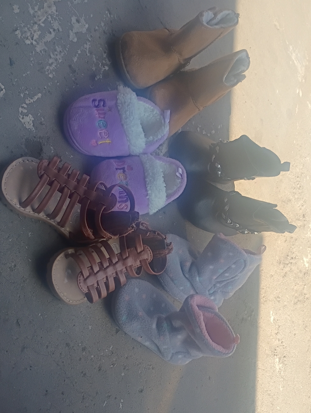 Kids Purple Slipper with Faux Fur Lining, Sandals And Boots Size 3 Lot